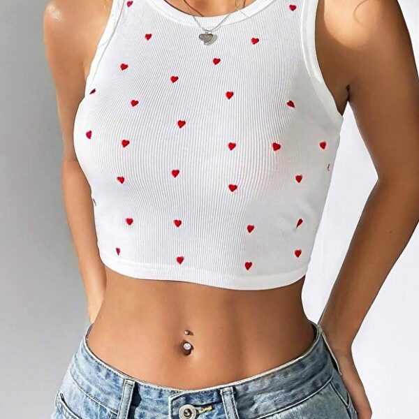 Heart Printed Mini Crop Top