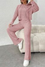 Black Corduroy Hooded Cotton Soft Pajama Set - Image 3