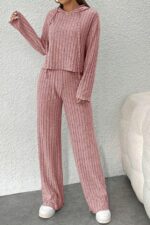 Black Corduroy Hooded Cotton Soft Pajama Set - Image 5