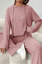 Black Corduroy Hooded Cotton Soft Pajama Set - Image 6