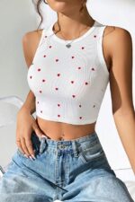 Heart Printed Mini Crop Top - Image 3