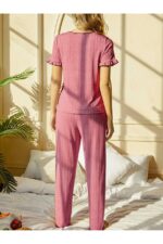 Seasonal Bow Detailed Cotton Pajamas Set - Image 6