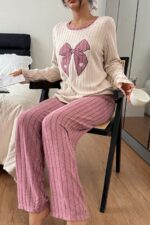 Pink Embroidered Long Sleeve Pajama Set - Image 4
