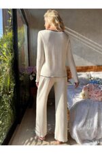V-Neck Buttoned Long Pajama Set - Image 6