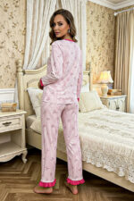 Transitional Long Sleeve Bow Printed Long Pajama Set - Image 7