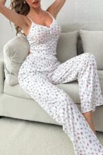 Ecru Rope Strap Ornamental Button Summer Pajama Set - Image 6