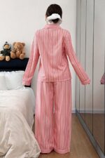 Pink Buttoned Vertical Printed Long-Sleeve Pajama Set - Image 7