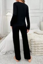 Black Cotton Lace Detailed Seasonal Pajama Set - Image 6