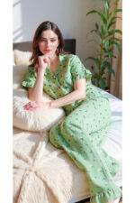 Women's Green Summer Inspired Floral Pajama Set - Image 3