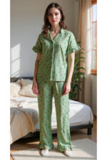 Women's Green Summer Inspired Floral Pajama Set - Image 5