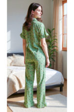 Women's Green Summer Inspired Floral Pajama Set - Image 6