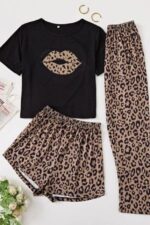 3-Piece Pajama Set with Leopard Printed Pieces of Cotton Pieces Each - Image 3