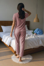 Cotton Rose Dust Bow Detail Transitional Pajama Set - Image 4