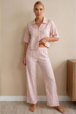Viscose Striped Short Sleeve Pajama Set