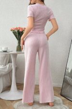 Pink Cotton Bow Detailed Seasonal Pajama Set - Image 3