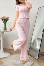 Pink Cotton Bow Detailed Seasonal Pajama Set - Image 5