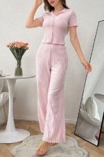 Pink Cotton Bow Detailed Seasonal Pajama Set - Image 6