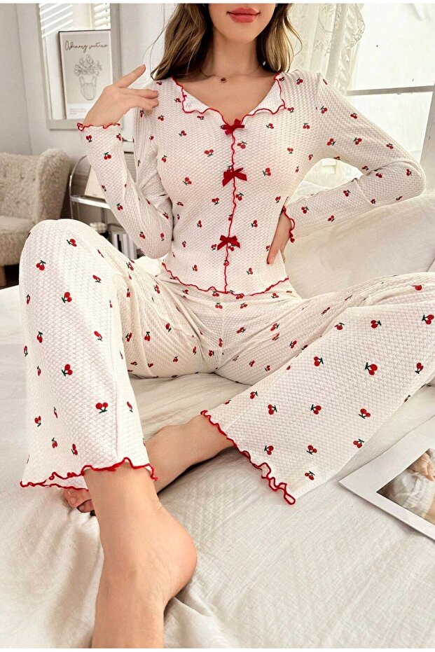 1_org_zoom-873.jpg Cotton Cherry Print Seasonal Pajamas Set - Image 1