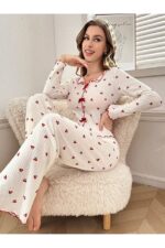 Cotton Cherry Print Seasonal Pajamas Set - Image 5