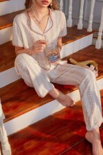 Romantic Soft Buttoned Summer Pajama Set - Image 5