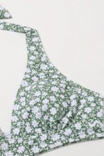 3 Piece Green Daisy Patterned Pareo Bikini Set - Image 6