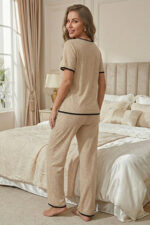 V-Neck Embroidered Heart Detailed Short Sleeve Pajama Set - Image 6