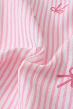 Pink Striped and Bow Detailed Short Sleeve Pajama Set - Image 7