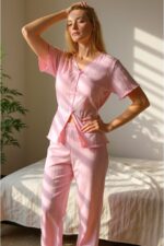 Transitional V-Neck Cotton Bow Detail Pajama Set - Image 5