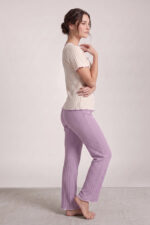 Lilac Seasonal V-Neck Cotton Bow Detailed Pajama Set - Image 2