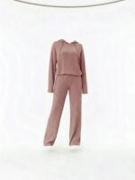 Black Corduroy Hooded Cotton Soft Pajama Set - Image 2